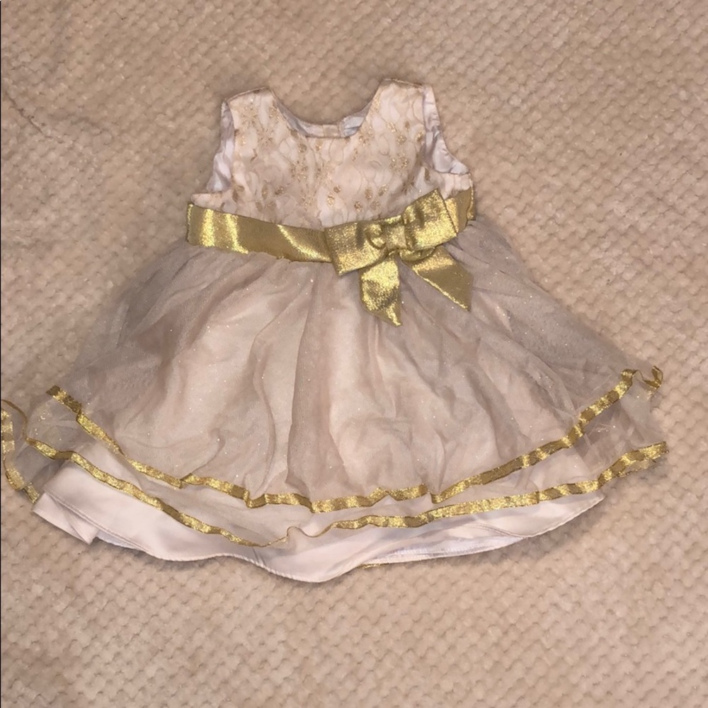 Rare Editions Gold & Cream Dress
